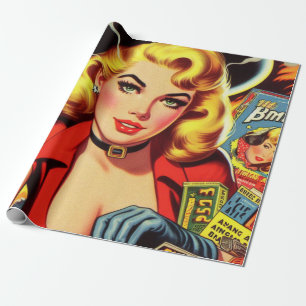 Ländliches Mädchen im Vintage-Pulp-Stil Geschenkpapier
