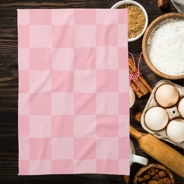 Ländliches Mädchenhaftes Rosa Gingham-Muster Moder Geschirrtuch (Von Creator hochgeladen)