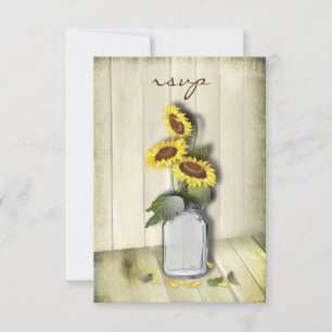 LÄNDLICHES MASON-GLAS MIT SONNENBLUMEN RSVP KARTE