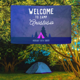 Ländliches Outdoor Blau Rosa Camp Abenteuer Willko Banner