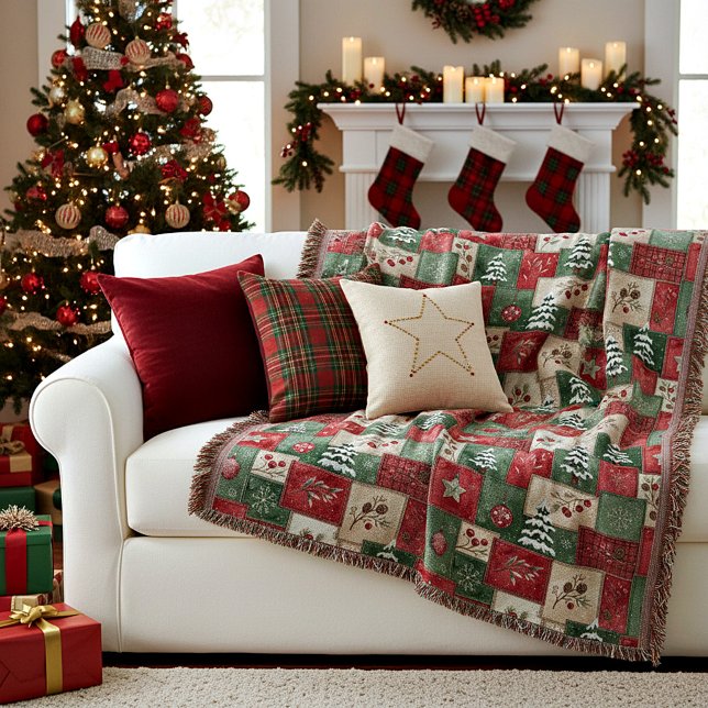 Ländliches Patchwork-Weihnachtsmuster Decke (Von Creator hochgeladen)