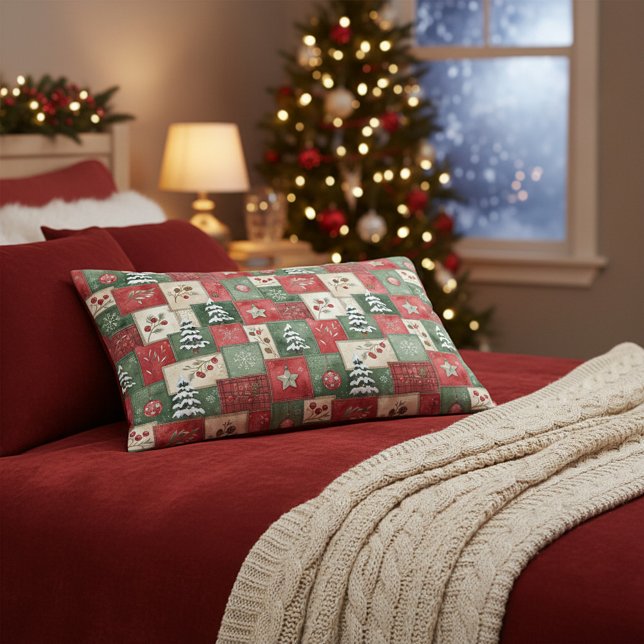 Ländliches Patchwork-Weihnachtsmuster Kissenbezug (Von Creator hochgeladen)