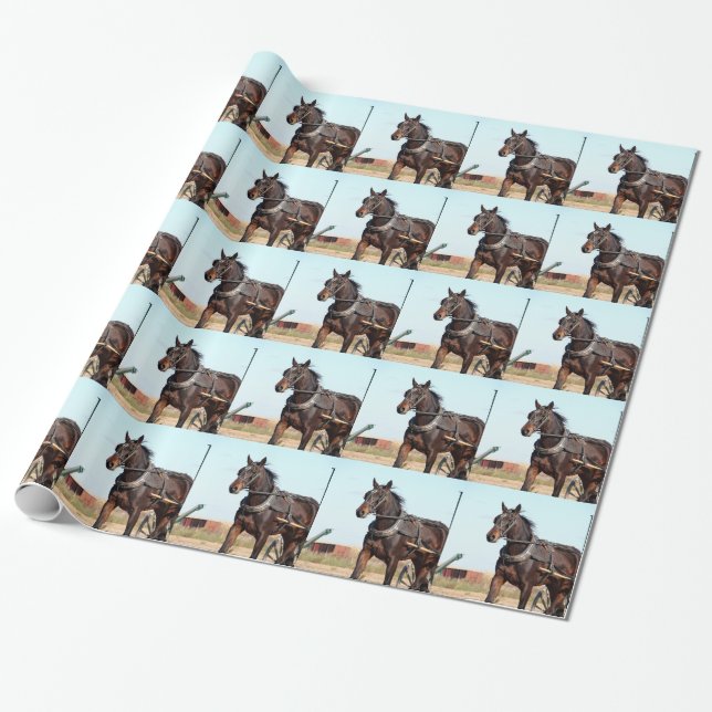 Ländliches Pferd und Buggy Geschenkpapier (Ungerollt)