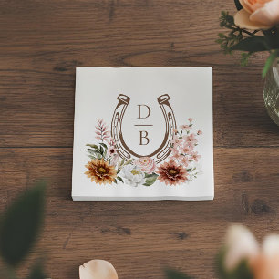Ländliches Rustikales Western Hufeisen Florales Mo Serviette