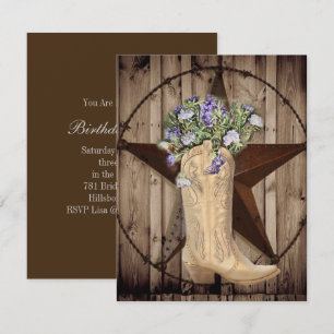 ländliches Scheunenholz Wildblume Cowboy Western S Einladung
