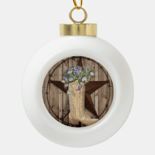 ländliches Scheunenholz Wildblume Cowboy Western S Keramik Kugel-Ornament
