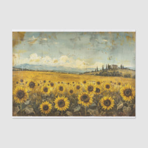 Ländliches Sonnenblumenfeld Shabby-Decoupage Seidenpapier