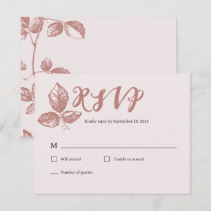 Ländliches Staubiges Rosa Verspieltes Florales RSVP Karte