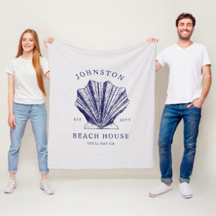 Ländliches Strandhaus Familienname Nautical Blau Fleecedecke