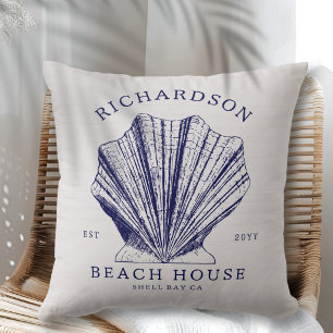 Ländliches Strandhaus Familienname Nautical Blau Kissen
