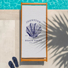 Ländliches Strandhaus Familienname Nautical | Blau Strandtuch
