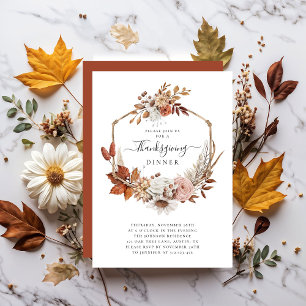 Ländliches Thanksgiving-Dinner mit Herbstlaub Einladung