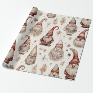 Ländliches Vintage-Gnom-Garten-Aquarellmuster Geschenkpapier