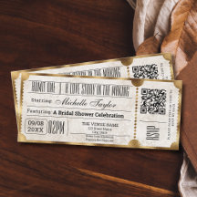 Ländliches Vintage-Kino-Ticket mit RSVP-QR-Code