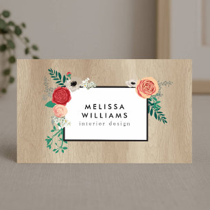Ländliches Vintage modernes florales Motiv Tan Hol Visitenkarte