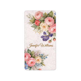 Ländliches, vintage-personalisiertes Blumenrosende Adressaufkleber