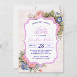 Ländliches, vintage-personalisiertes Blumenrosende Einladung