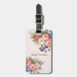 Ländliches, vintage-personalisiertes Blumenrosende Gepäckanhänger