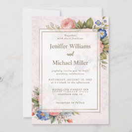 Ländliches, vintage-personalisiertes florales Rose Einladung
