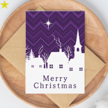 Ländliches violettes Chevron-Strick-Weihnachtsdorf