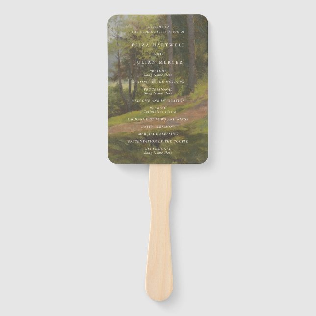 Ländliches Wald-Elegantes Hochzeitsprogramm Fächer (Vorderseite)