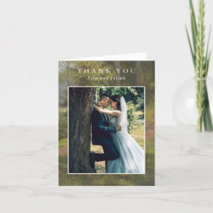 Ländliches Wald-Foto Elegante Hochzeit Dankeskarte