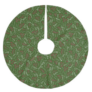 Ländliches Waldgrün rustikales Blätter-Muster süß Polyester Weihnachtsbaumdecke