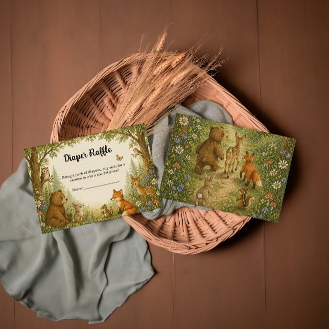 Ländliches Waldtier-Windel-Raffle Begleitkarte (Von Creator hochgeladen)