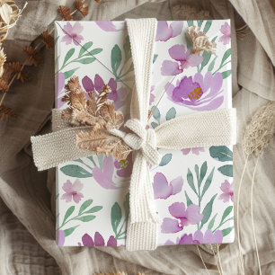 Ländliches Wasserfarben-Rosa-Blumenmuster  Geschenkpapier