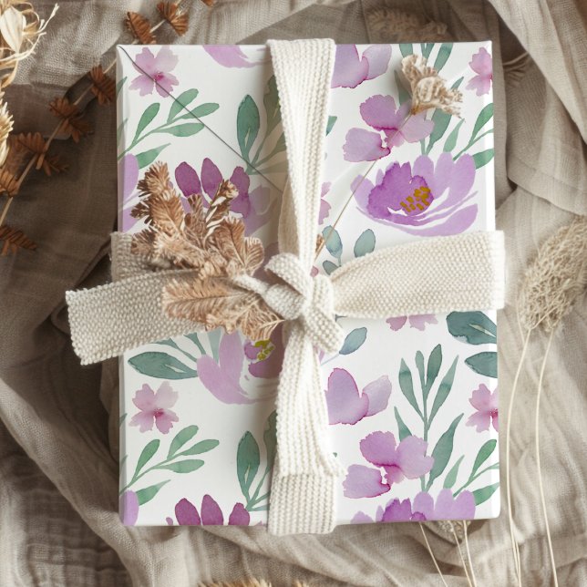 Ländliches Wasserfarben-Rosa-Blumenmuster  Geschenkpapier (Von Creator hochgeladen)