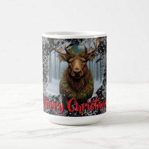 Ländliches Weihnachten Elch Winter Wald Schnee Kaffeetasse