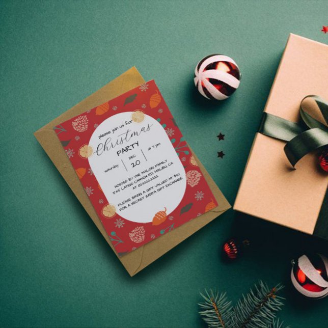 Ländliches Weihnachts-Naturmuster Einladung (Von Creator hochgeladen)