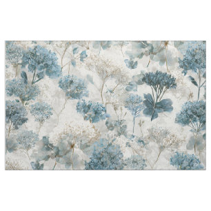 Ländliches Weiß Blau Botanisches Pastell Vintage B Stoff