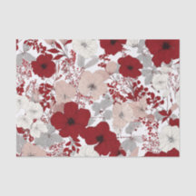 Ländliches Weiß Rot Pastell Vintage Blumenmuster