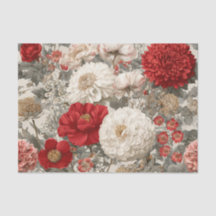 Ländliches Weiß-Rot-Pastell-Vintage-Blumenmuster