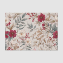 Ländliches Weiß-Rot-Pastell-Vintage-Blumenmuster