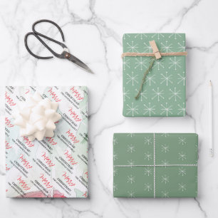Ländliches Weißes Weihnachtsdorf Geschenkpapier Set