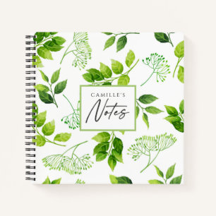 Ländliches Wildblumen-Grünmuster-Taschenordner Notizbuch