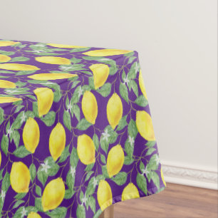 Ländliches Zitronenmuster lila Küche Tischdecke