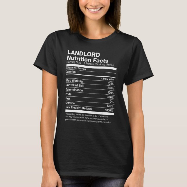 Landlord Nutrition Facts T-Shirt (Vorderseite)