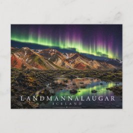 Landmannalaugar Hochlandgipfel Island Aurora Postkarte