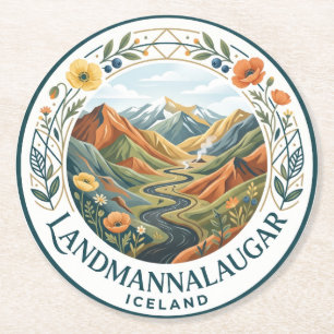 Landmannalaugar Island Runder Pappuntersetzer