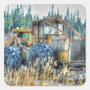 Landmaschinen, Traktoren, Rücken, Landfahrzeug Quadratischer Aufkleber