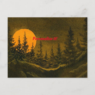 Landnächtelandschaft; Jäger- oder Erntemond Ankündigungspostkarte