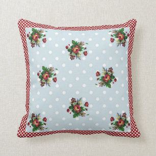 Landrosen Gingham und Punkte Kissen