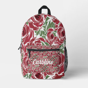 Landrosen rot grün vintage floral bedruckter rucksack