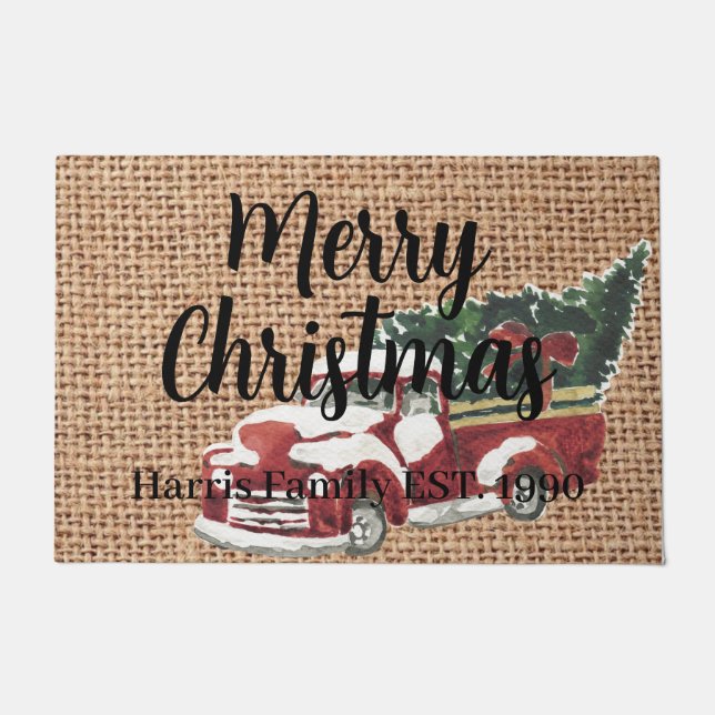 Landroter LKW Familienname Design auf dem Rumpf Fußmatte (Vorderseite)