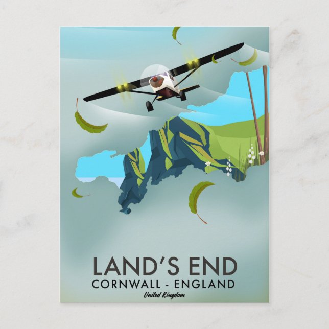 Land's End Cornwall Reiseplakat Postkarte (Vorderseite)