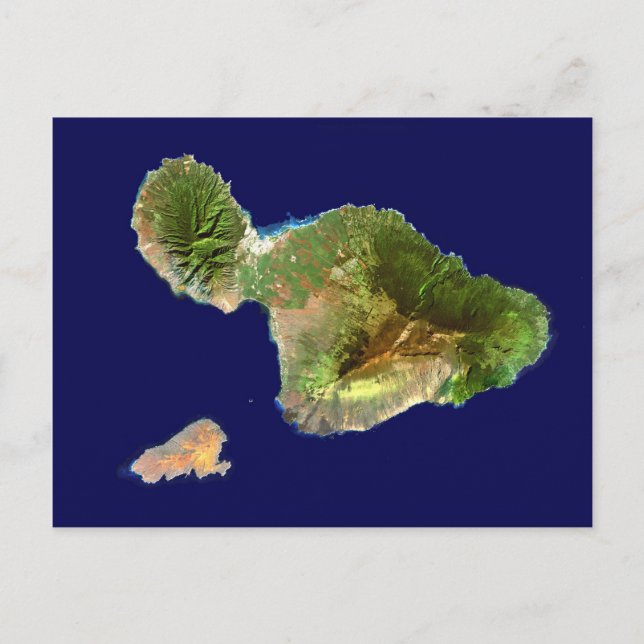 Landsat Satellitenbild von Maui aus dem Weltraum Postkarte (Vorderseite)