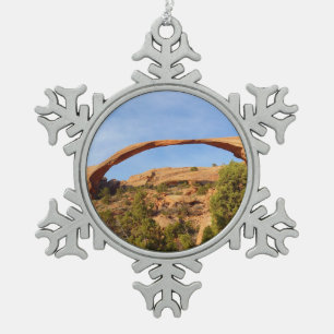 Landscape Arch im Arches National Park Schneeflocken Zinn-Ornament